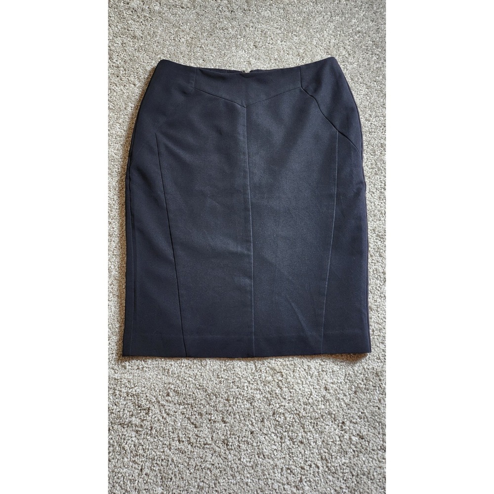Worthington Black Seamed Pencil Knee Length Bodycon High Waist Office Skirt Sz 4